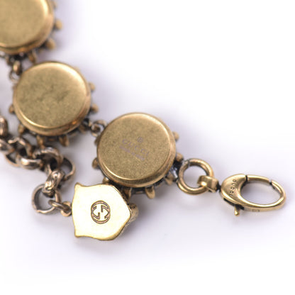 Gucci Crystal Metal Feline Bracelet Aged Gold Multicolor 5 of 6