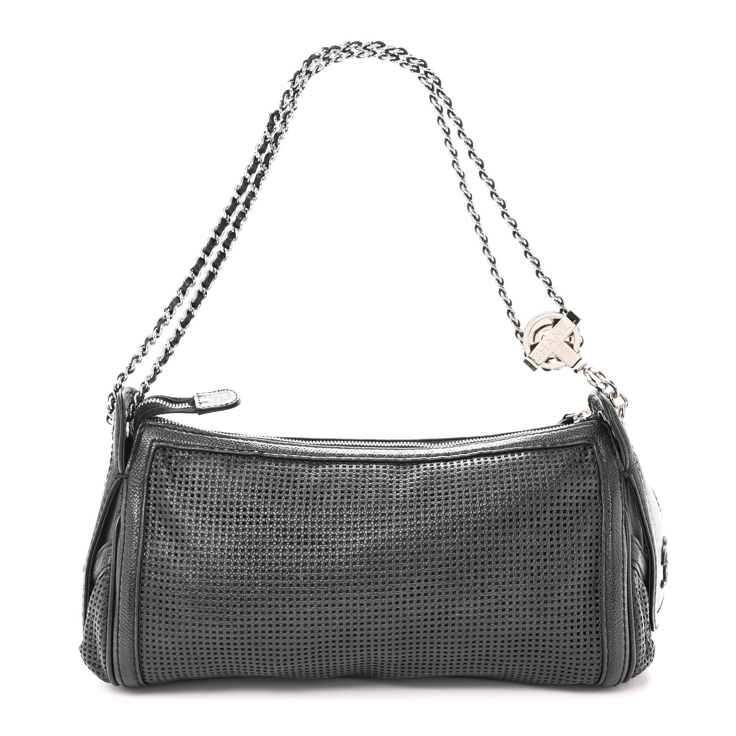 Chanel Calfskin Perforated Pulley Shoulder Bag Black 1 of 10