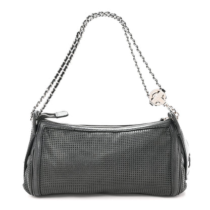 Chanel Calfskin Perforated Pulley Shoulder Bag Black 1 of 10