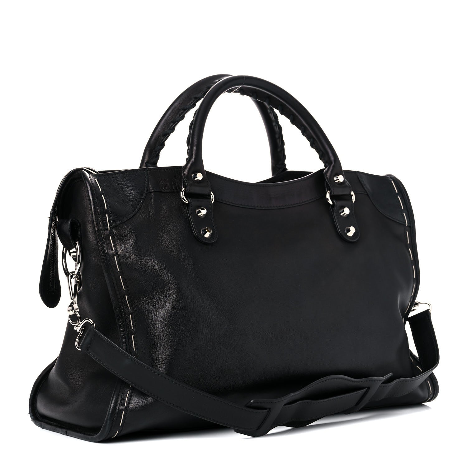 Balenciaga Calfskin Topstitch Classic Silver Hardware City Black 3 of 21
