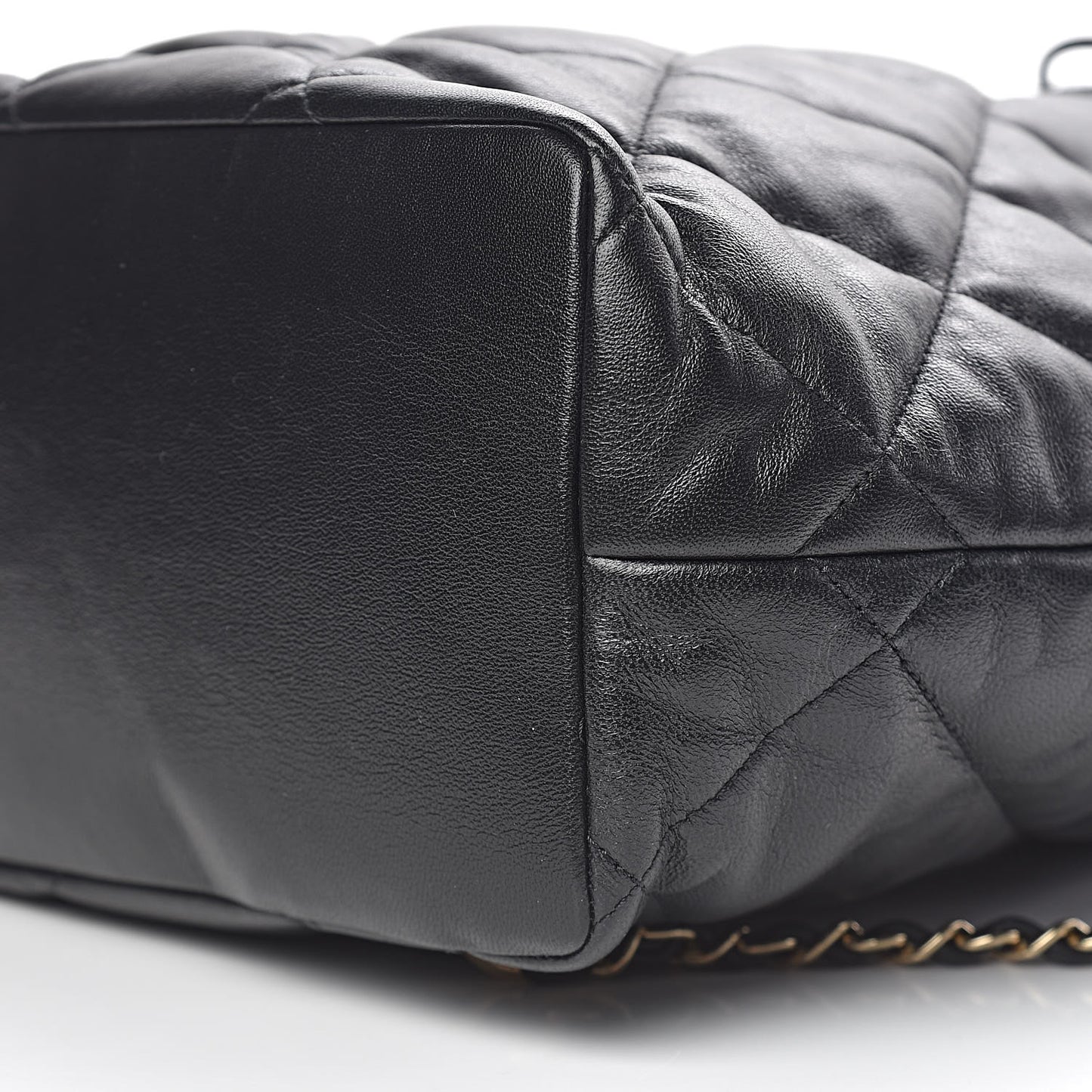 Lambskin Quilted Drawstring Backpack Black