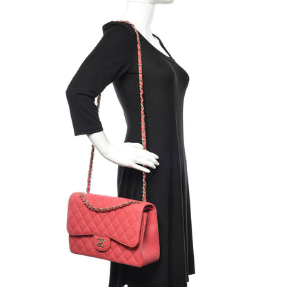 Chanel Caviar Quilted Jumbo Double Flap Dark Pink 2 of 10