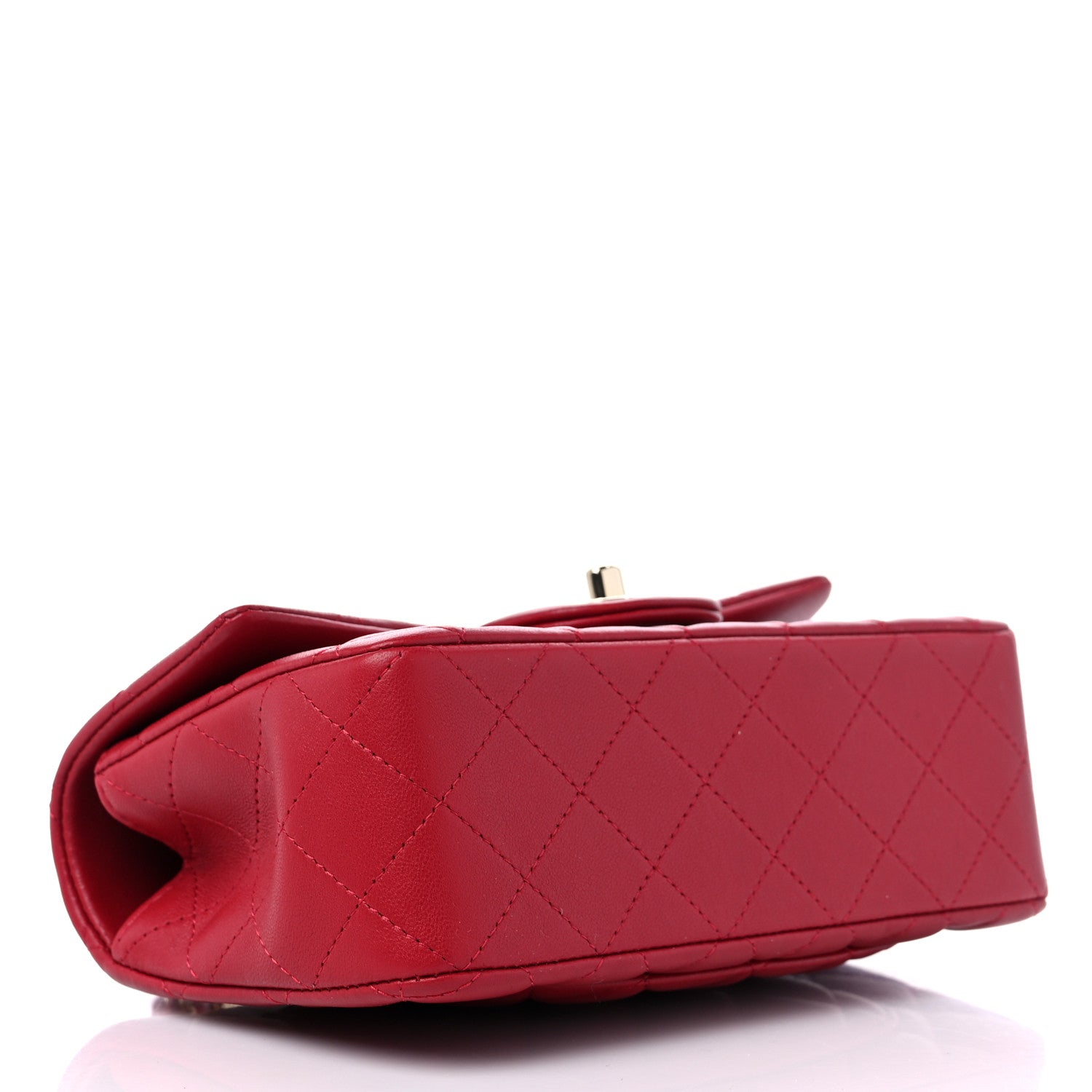 Chanel Lambskin Quilted Mini Chain Top Handle Rectangular Flap Red 4 of 9