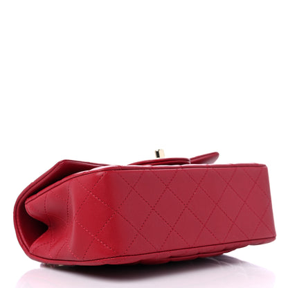 Chanel Lambskin Quilted Mini Chain Top Handle Rectangular Flap Red 4 of 9