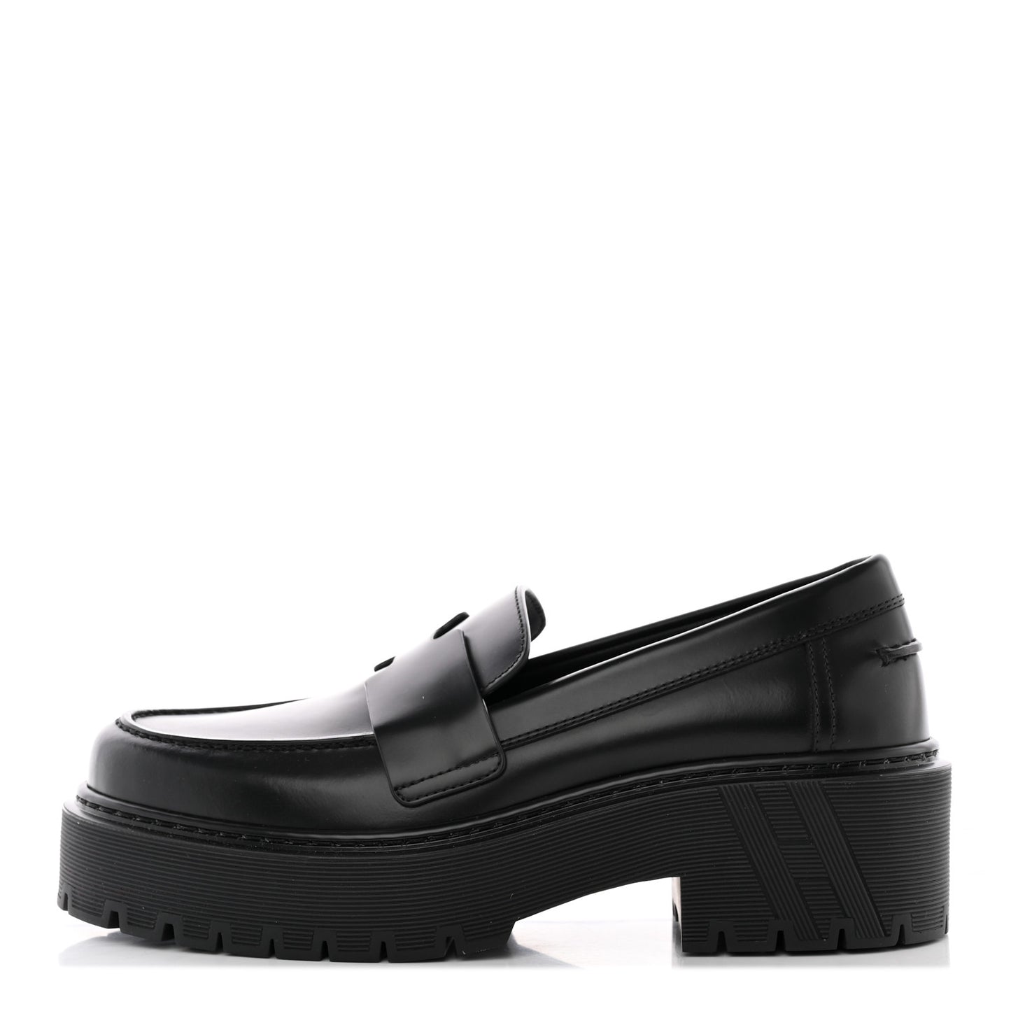 Glazed Calfskin Womens Hitch Loafers 35 Black