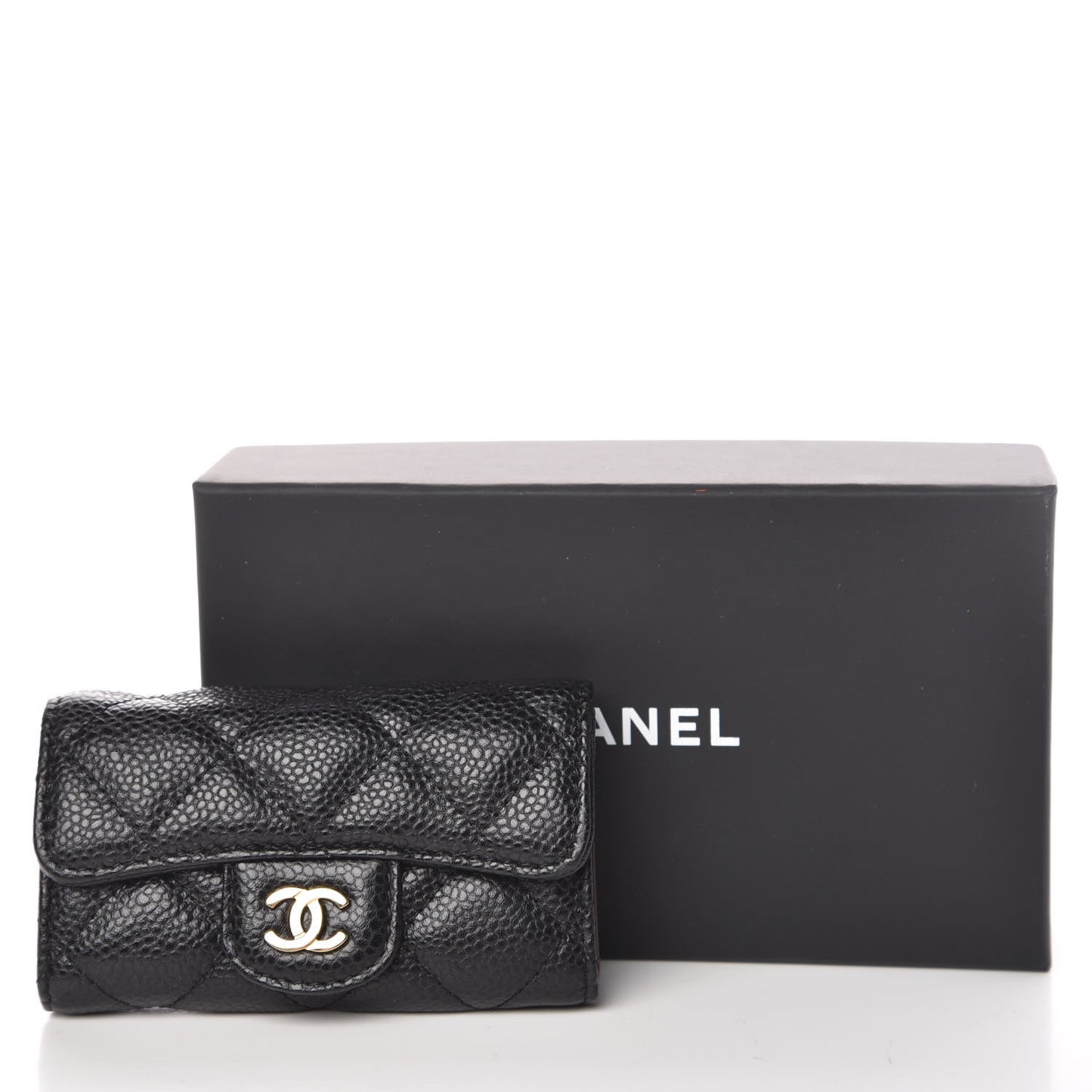 Caviar Quilted 6 Key Holder Black