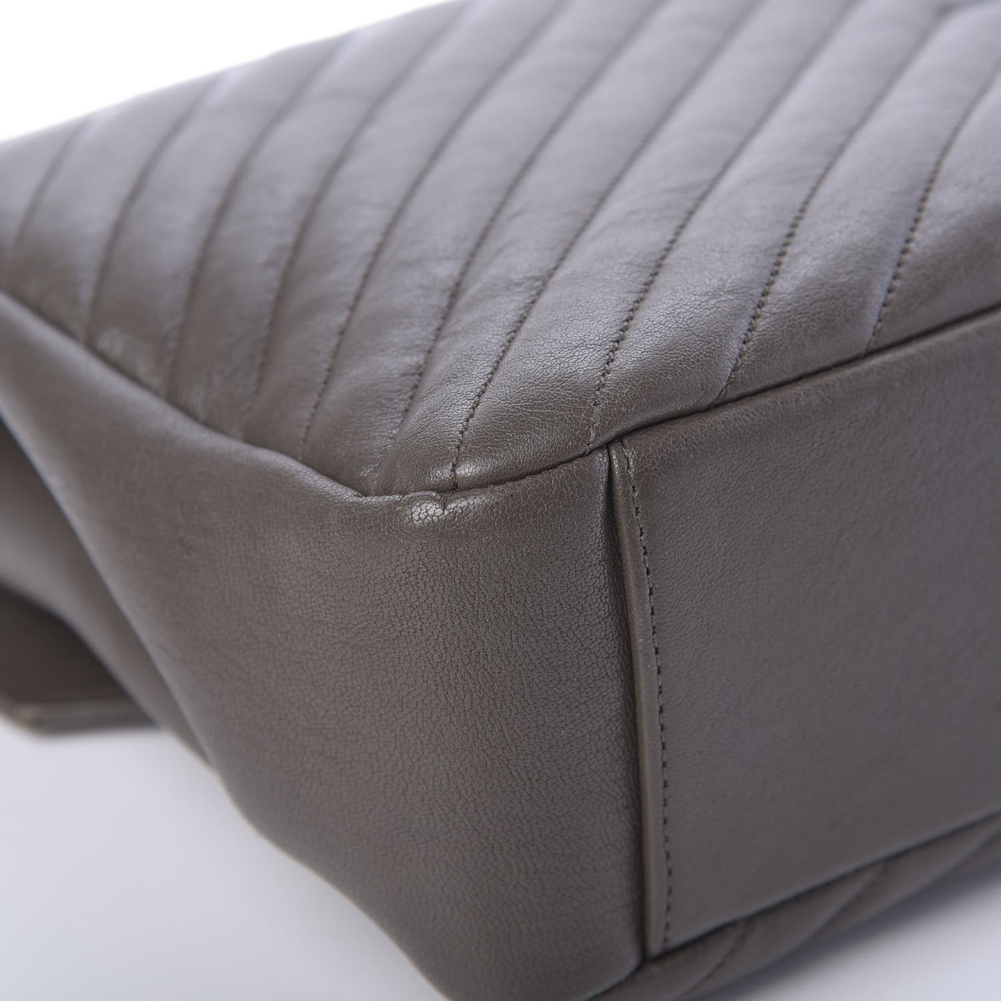 Sheepskin Matelasse Chevron Monogram Large College Satchel Dark Anthracite