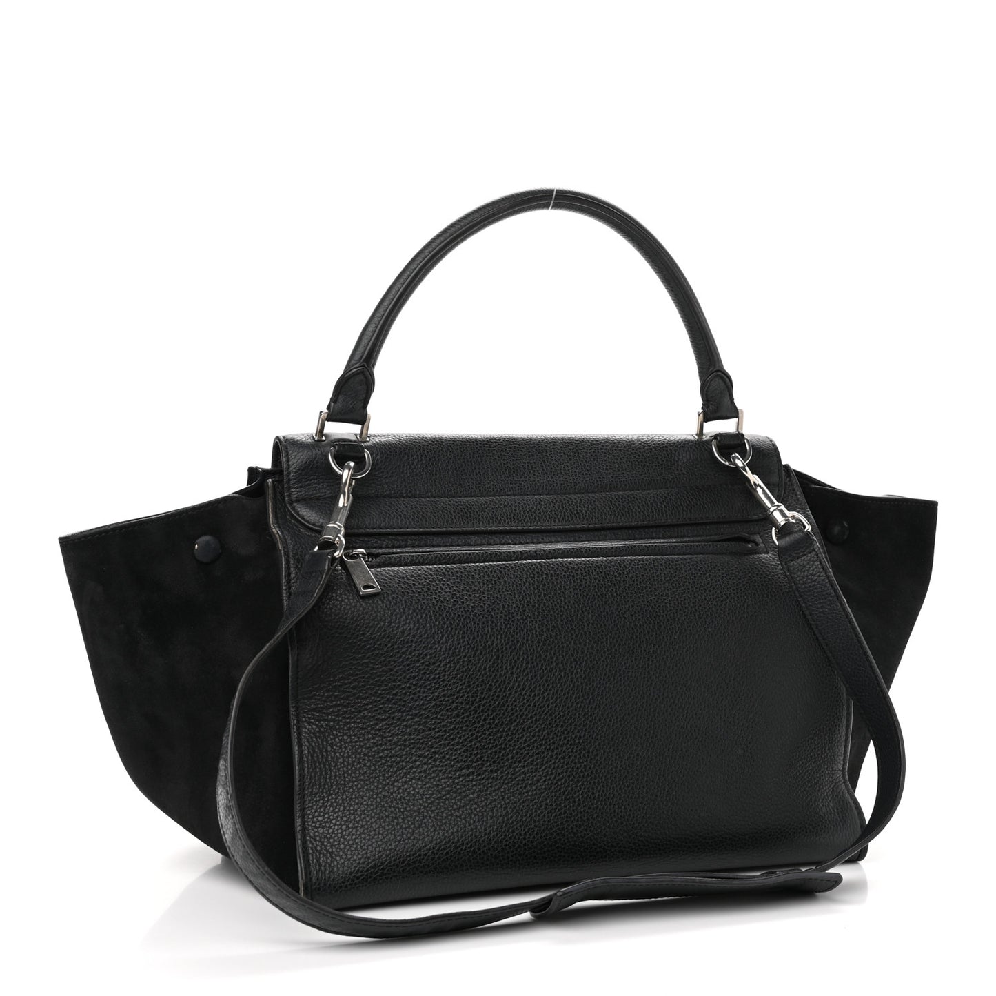 Drummed Calfskin Suede Medium Trapeze Black