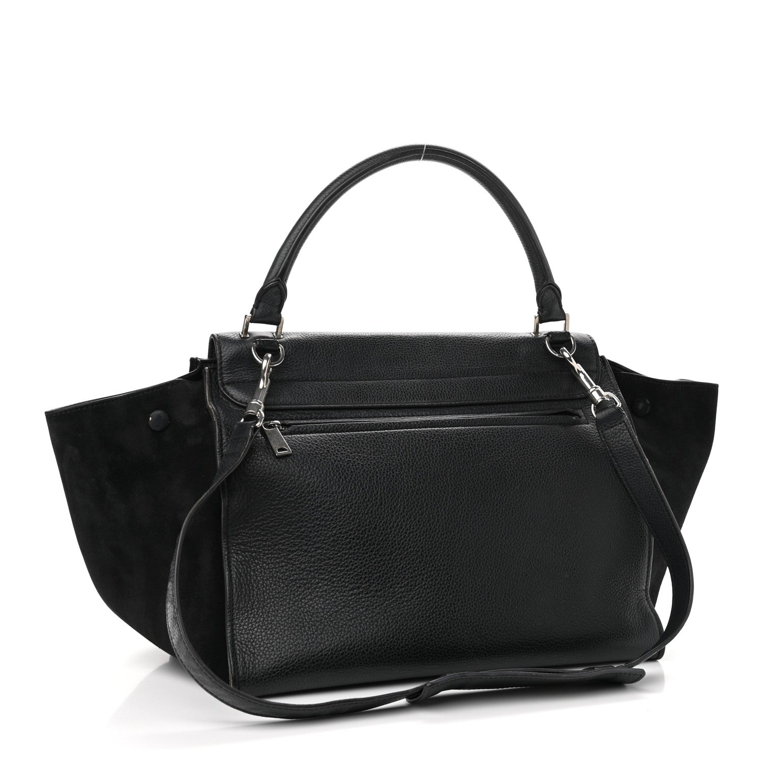 Celine Drummed Calfskin Suede Medium Trapeze Black 3 of 12