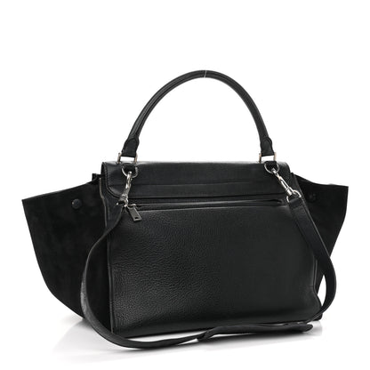 Celine Drummed Calfskin Suede Medium Trapeze Black 3 of 12