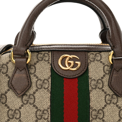 Gucci GG Supreme Monogram Textured Dollar Calfskin Web Super Mini Ophidia Top Handle Bowler Bag Beige Ebony New Acero 7 of 9