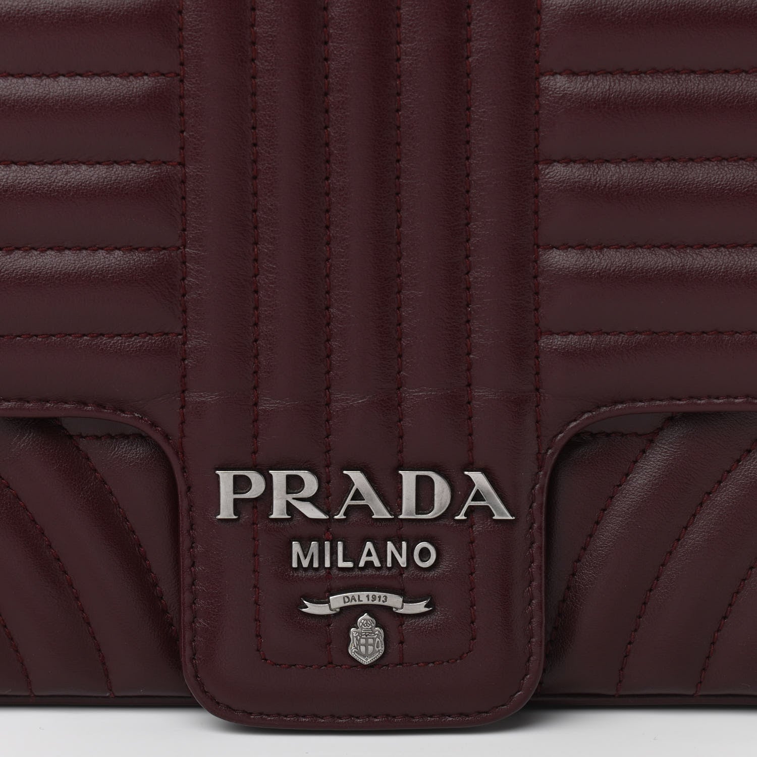 Prada Soft Calfskin Impunture Diagramme Large Chain Flap Shoulder Bag Granato 7 of 9