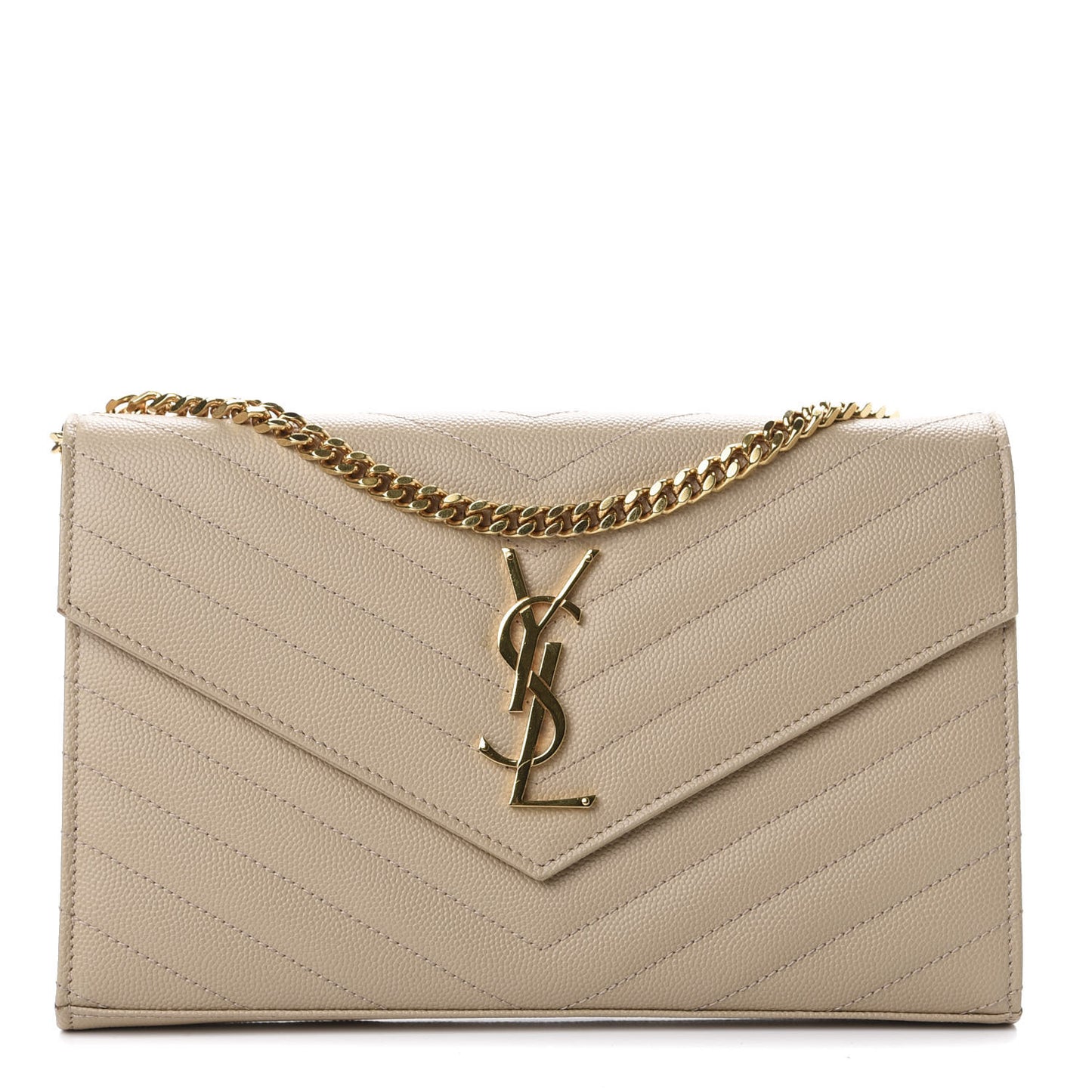 Grain De Poudre Matelasse Chevron Monogram Chain Wallet Nude Powder