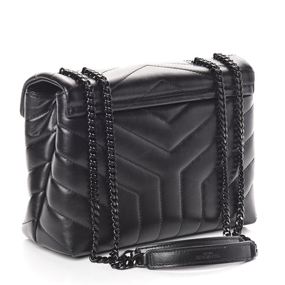 Saint Laurent Calfskin Y Quilted Monogram Small Loulou Chain Satchel Black 3 of 9