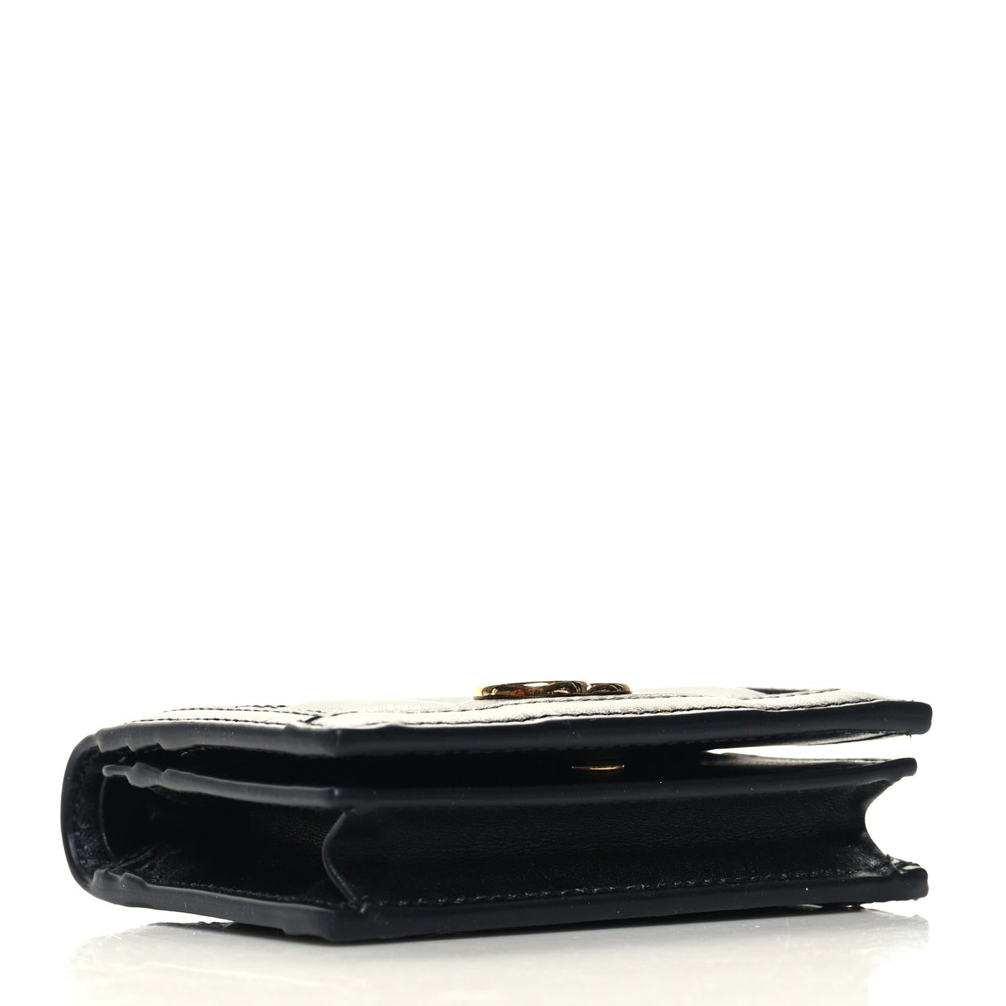 Calfskin GG Matelasse Card Case Wallet Black