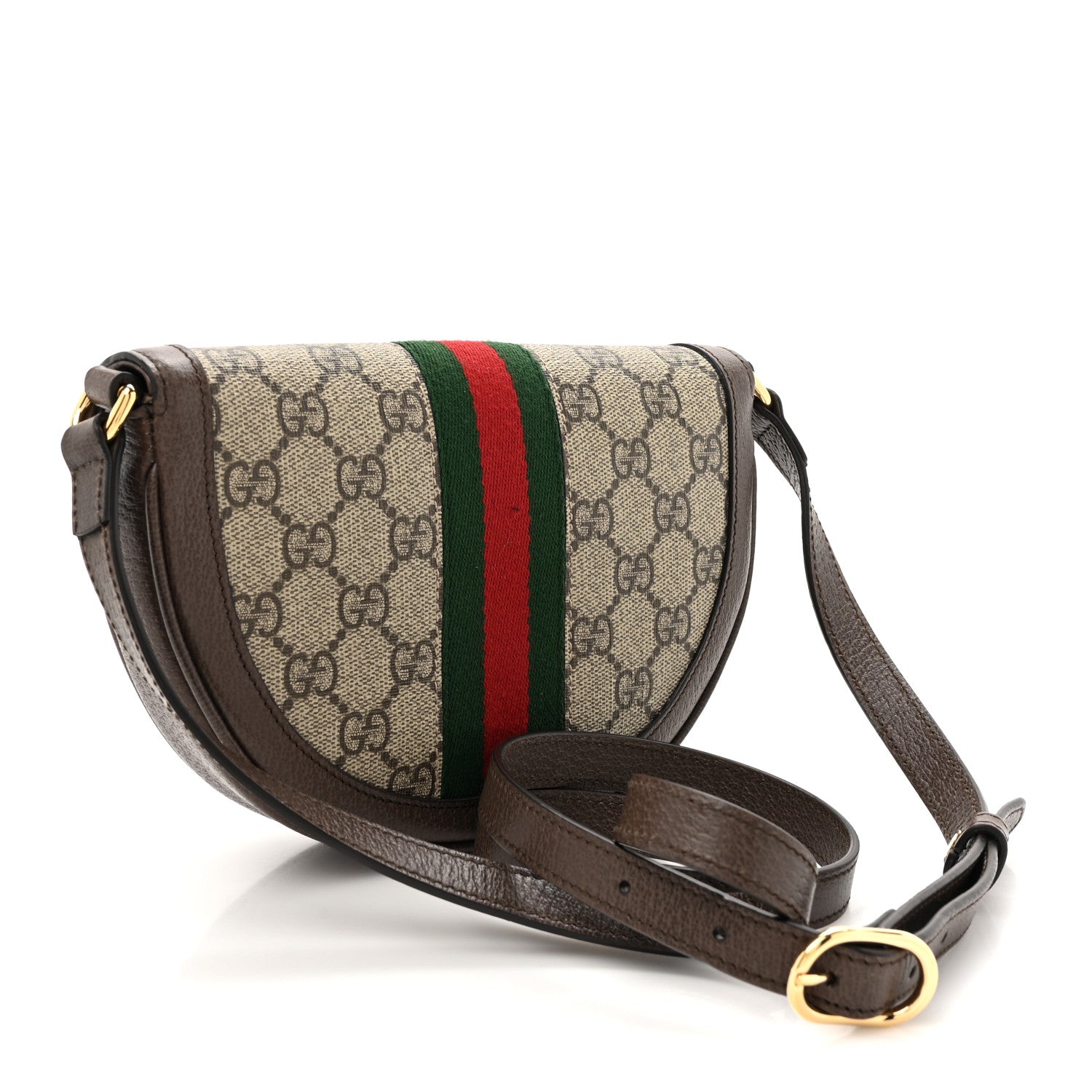 Gucci GG Supreme Monogram Textured Dollar Calfskin Web Mini Ophidia Flap Shoulder Bag Beige Ebony New Acero 3 of 11