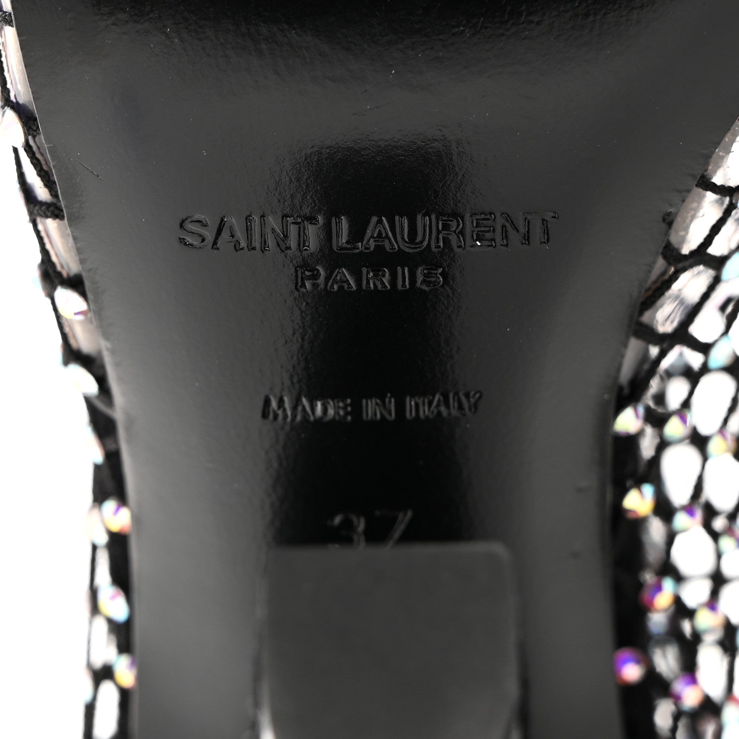 Saint Laurent SAINT LAURENT Mesh Crystal Koller 100 Knee High Boots 37 Black 6 of 8