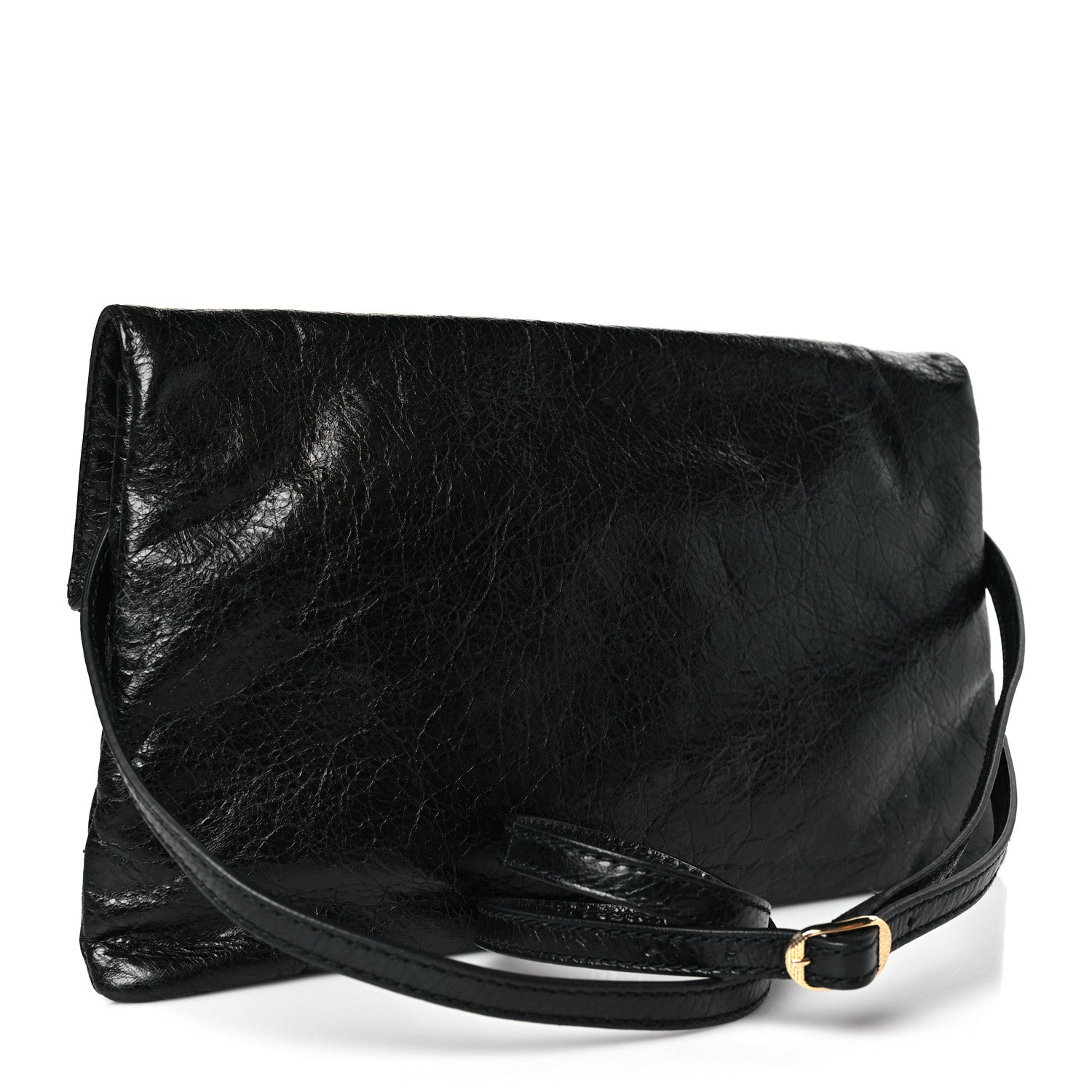Balenciaga Agneau Giant 12 Gold Hardware Envelope Strap Clutch Black 3 of 9