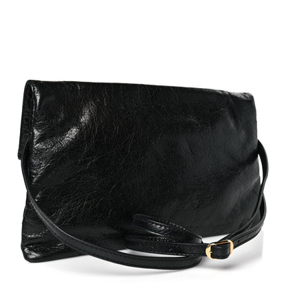 Balenciaga Agneau Giant 12 Gold Hardware Envelope Strap Clutch Black 3 of 9