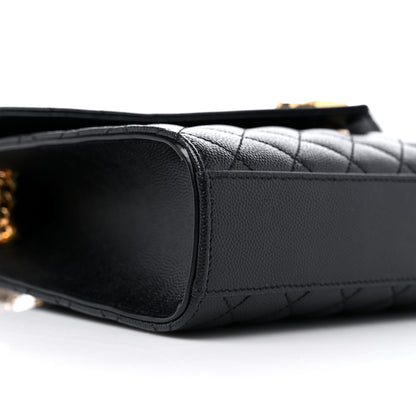 Saint Laurent Grain De Poudre Textured Mixed Matelasse Triquilt Medium Monogram Satchel Black 8 of 10