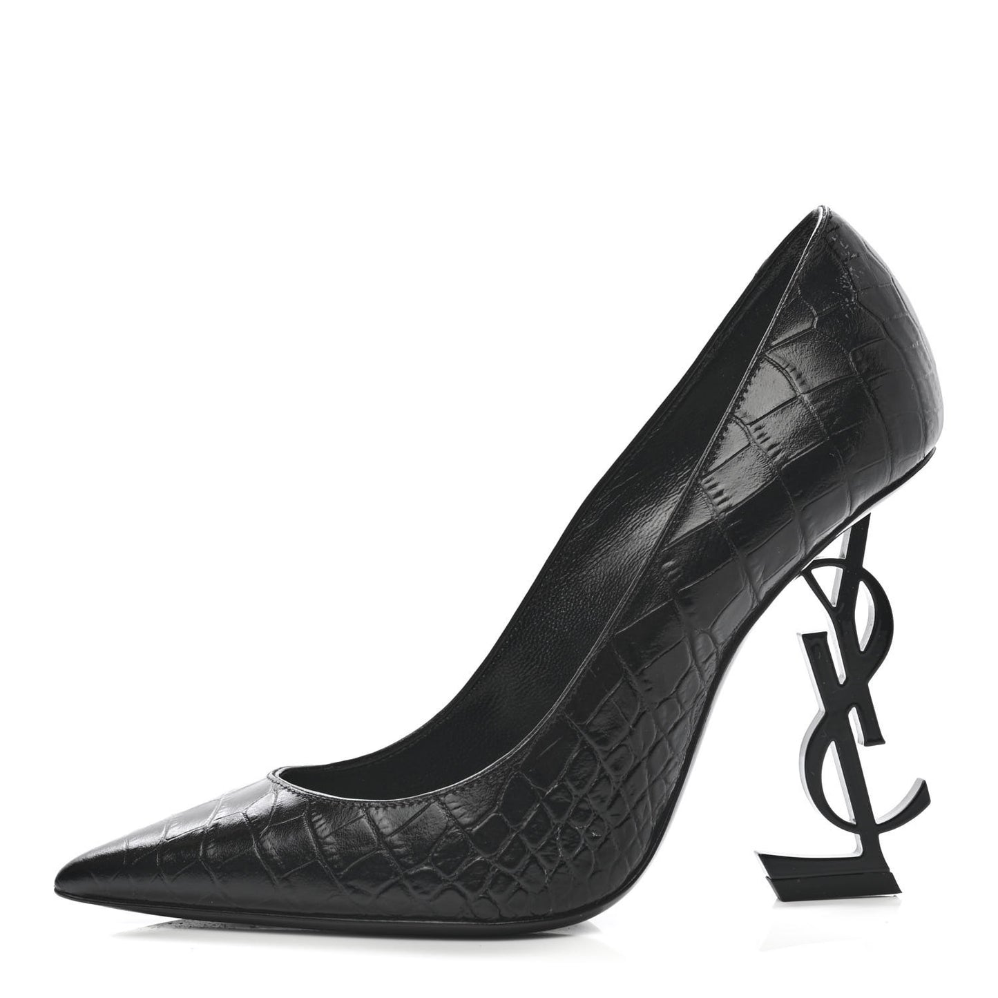 Calfskin Crocodile Embossed Opyum 110 Pumps 35.5 Black