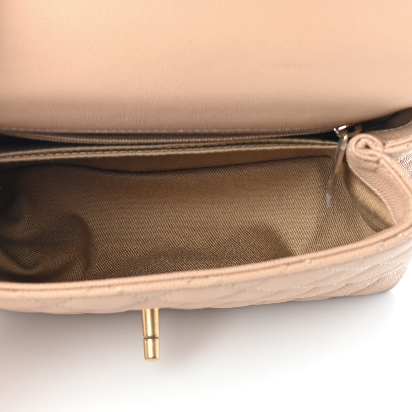 Caviar Lizard Embossed Quilted Mini Coco Handle Flap Beige