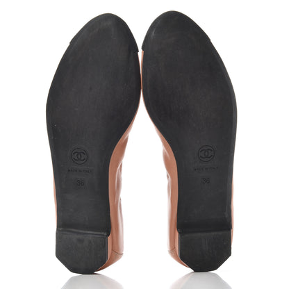 Chanel Lambskin Suede CC Elastic Cap Toe Ballerina Flats 36 Pink Black 6 of 10