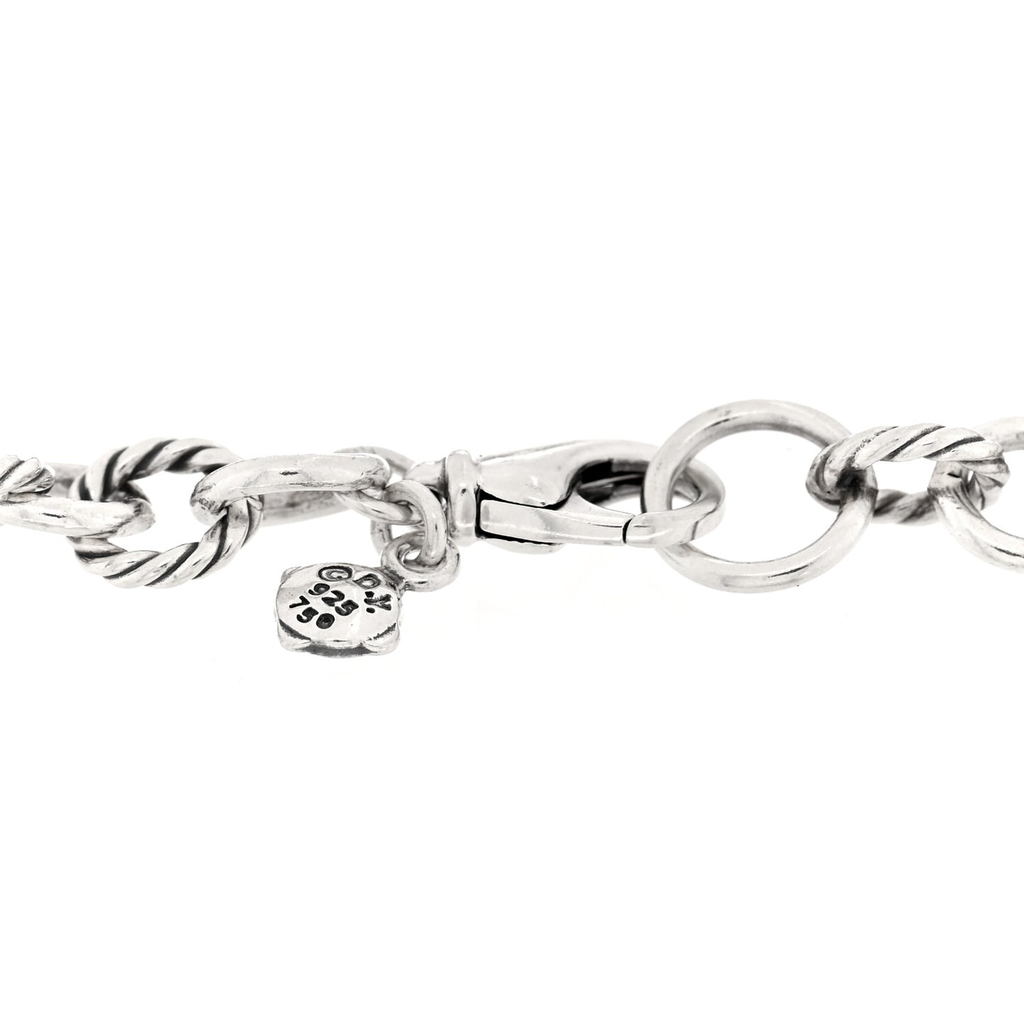Sterling Silver 18K Yellow Gold Cable Cookie Classic Heart Charm Bracelet