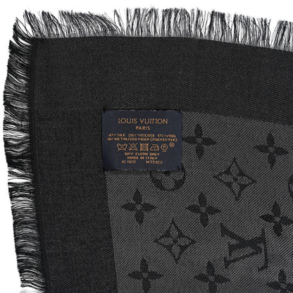 Louis Vuitton Silk Lurex Wool Monogram Shine Shawl Black 3 of 4