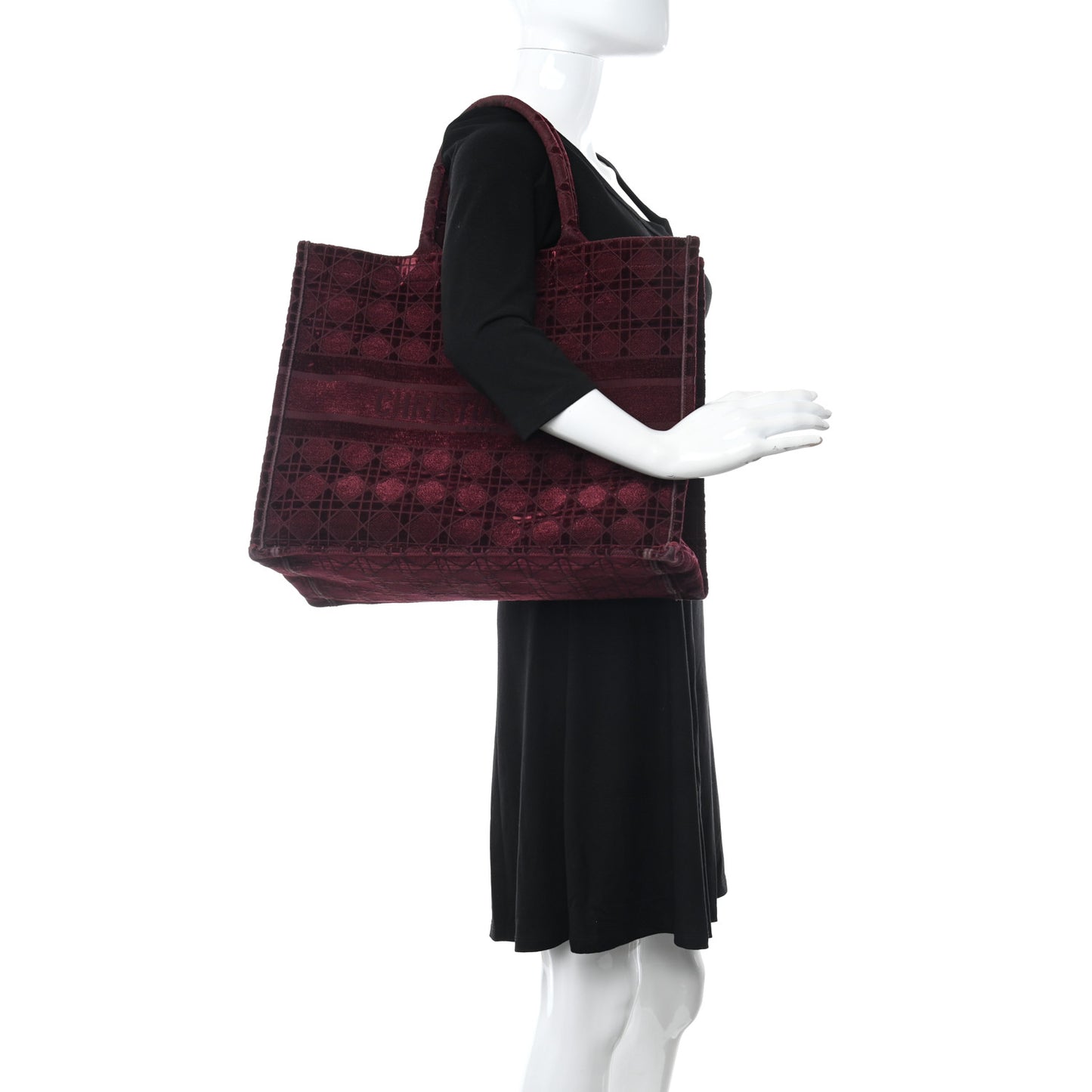 Velvet Cannage Large Book Tote Burgundy