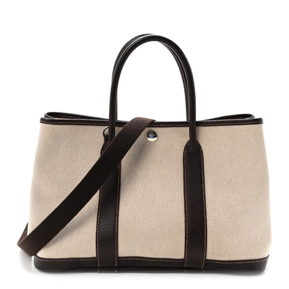 Hermes Buffle Skipper Toile Garden Party 30 TPM Marron Fonce 1 of 9