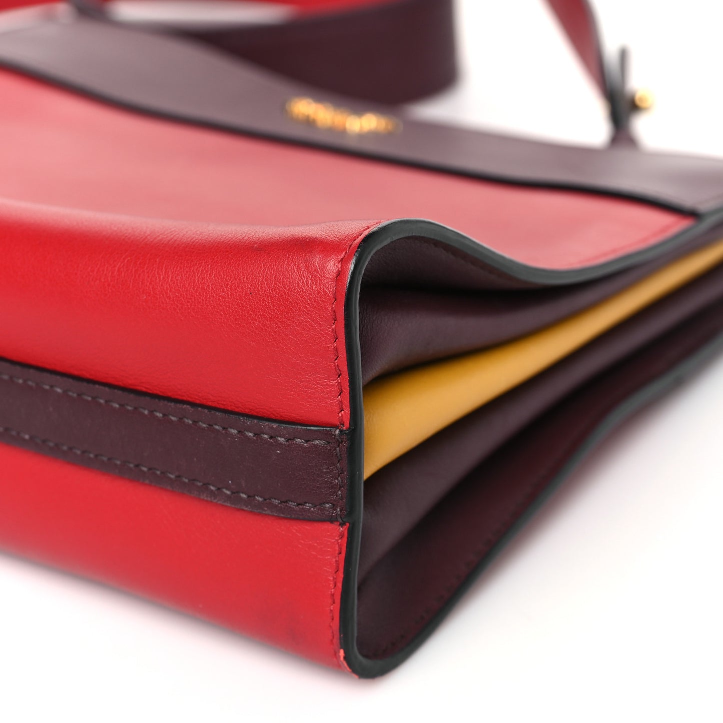 City Calf Colorblock Bibliotheque Shoulder Bag Fucco Granat
