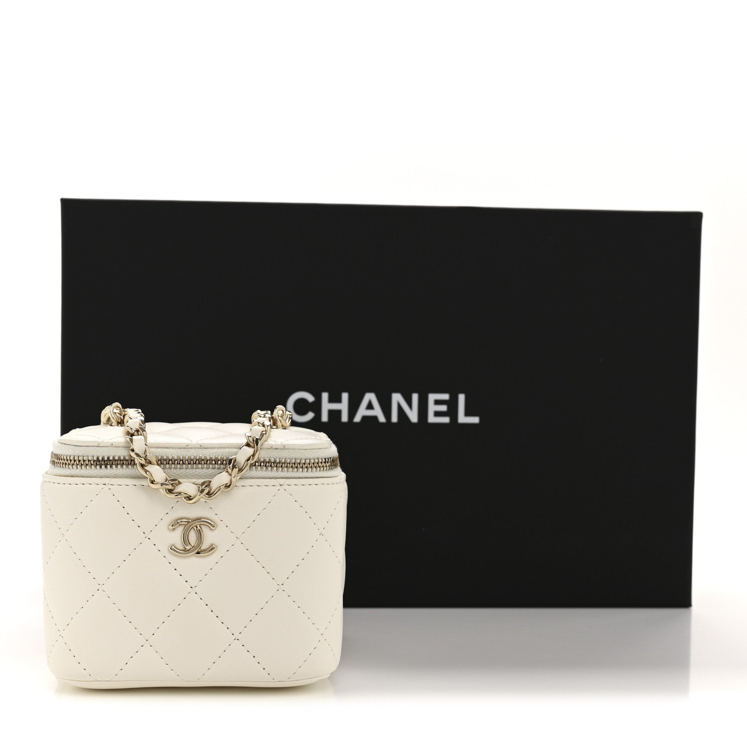 Chanel Lambskin Quilted Enamel Pearl Crush Mini Vanity Case With
