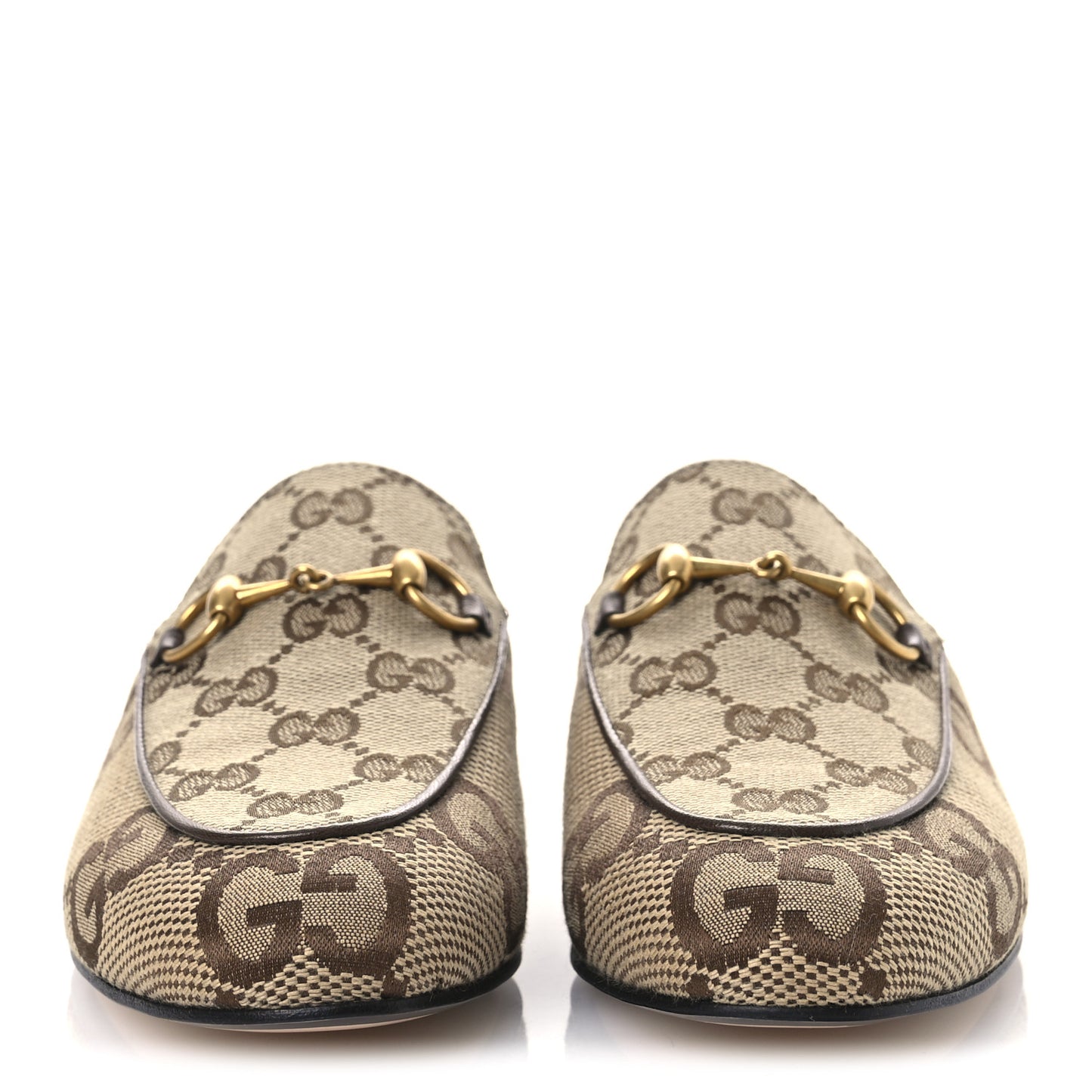 Monogram Jumbo GG Malaga Kid Womens Princetown Slippers 35 Camel Ebony New Acero Beige