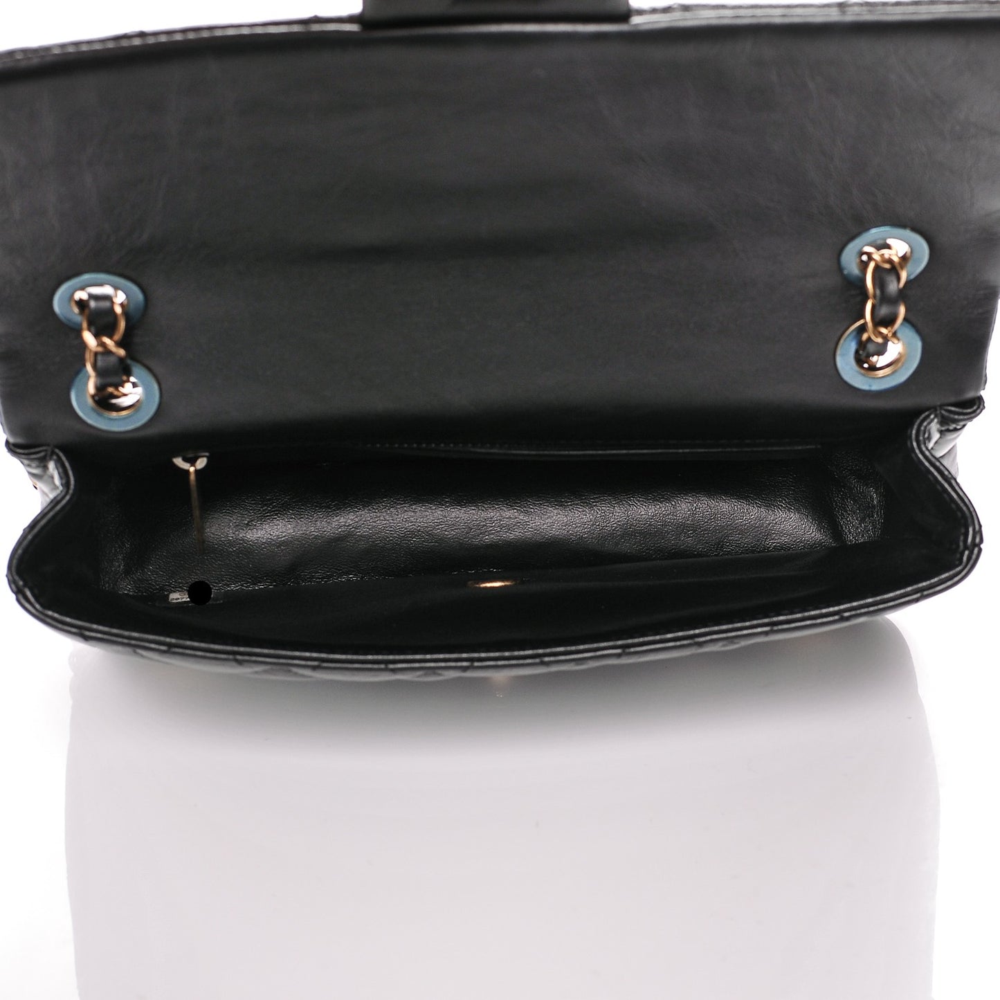 Aged Calfskin Quilted Medium Medallion Flap Black