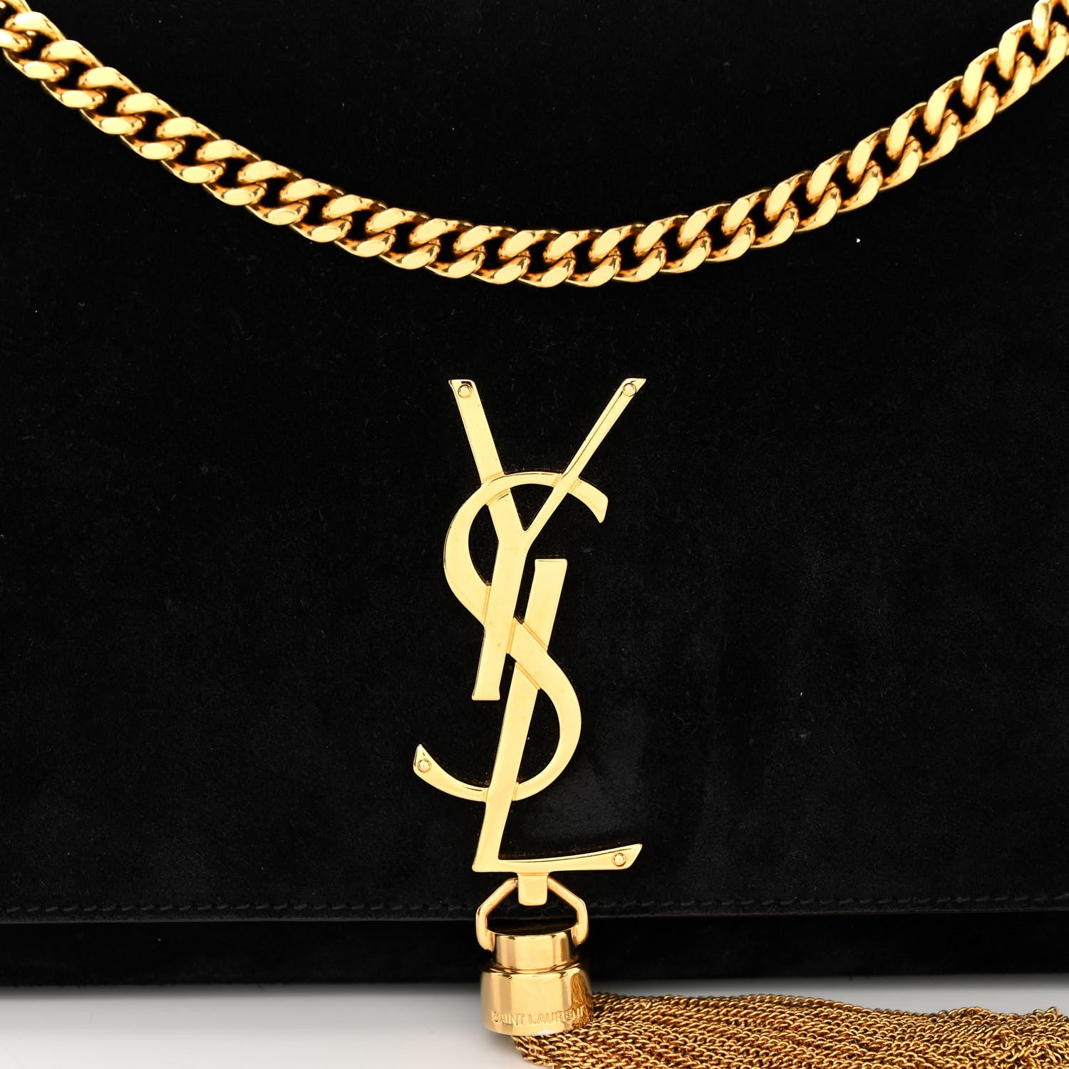 Saint Laurent Suede Medium Classic Monogram Kate Tassel Satchel Black 7 of 10