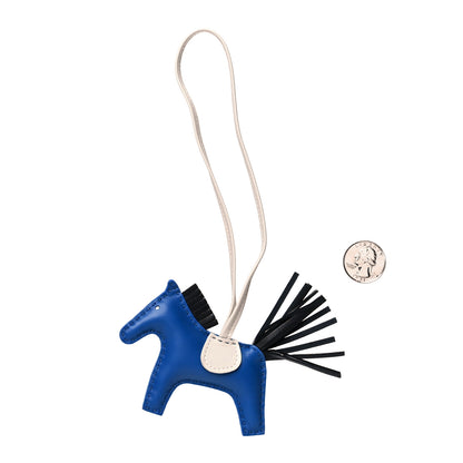 Hermes Milo Lambskin Grigri Rodeo Horse Bag Charm PM Bleu France Nata Black 2 of 3