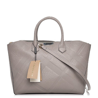 Burberry Heritage Grain Check Embossed Medium Dewsbury Tote Pale Grey 1 of 10