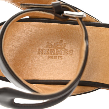 Hermes Nappa Suede Wedge Sandals 37 7 of 10