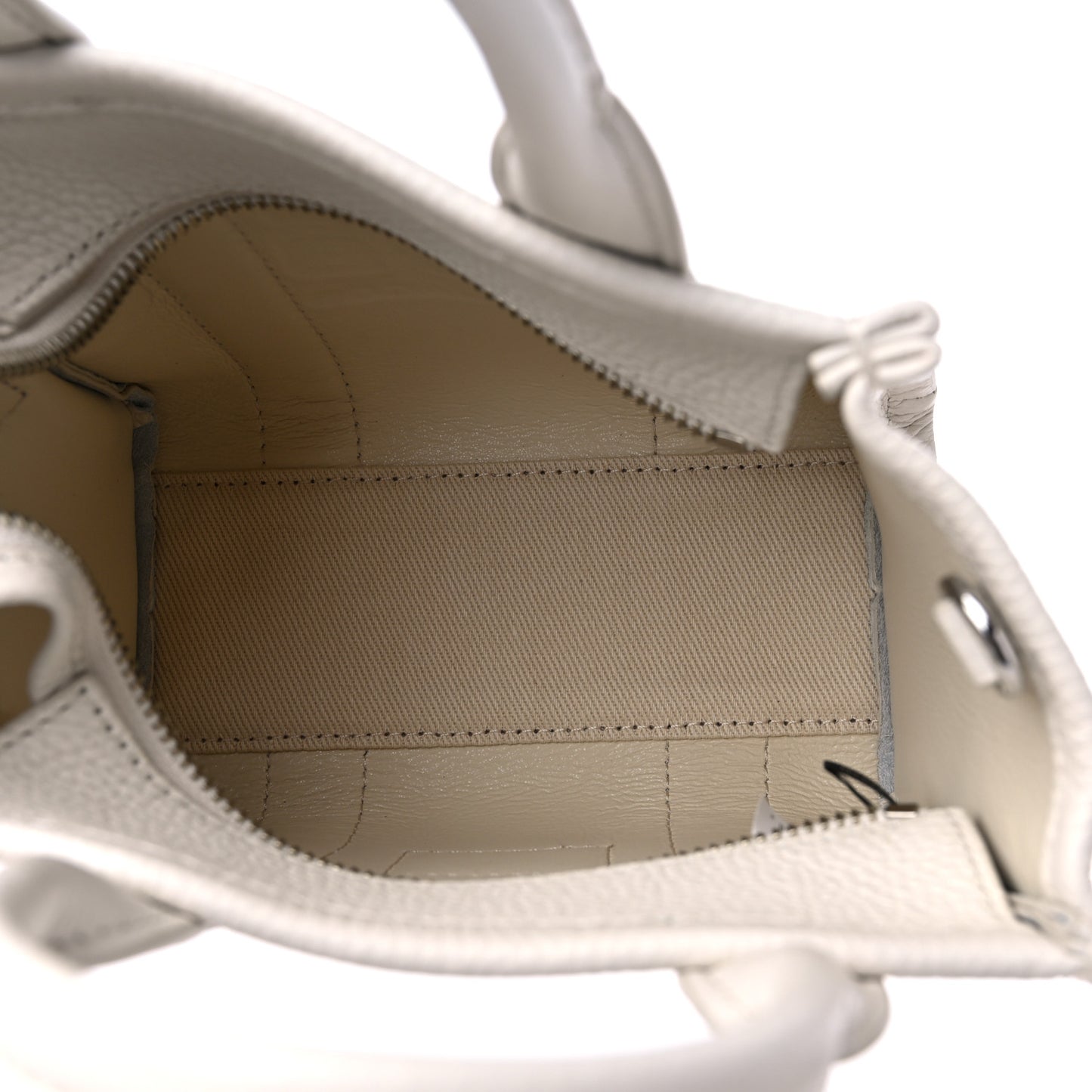 Grained Calfskin Micro The Tote Bag Cotton Silver