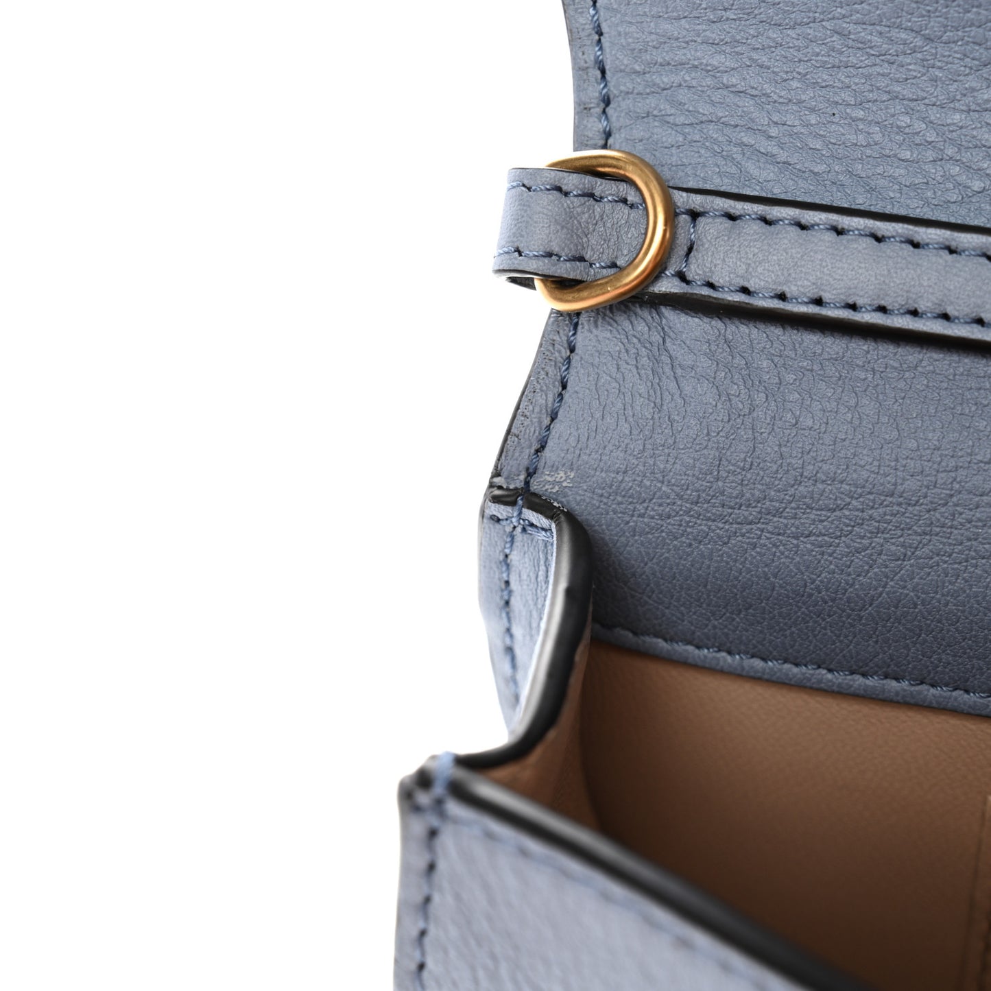 Calfskin Small Nile Bracelet Minaudiere Bag Washed Blue