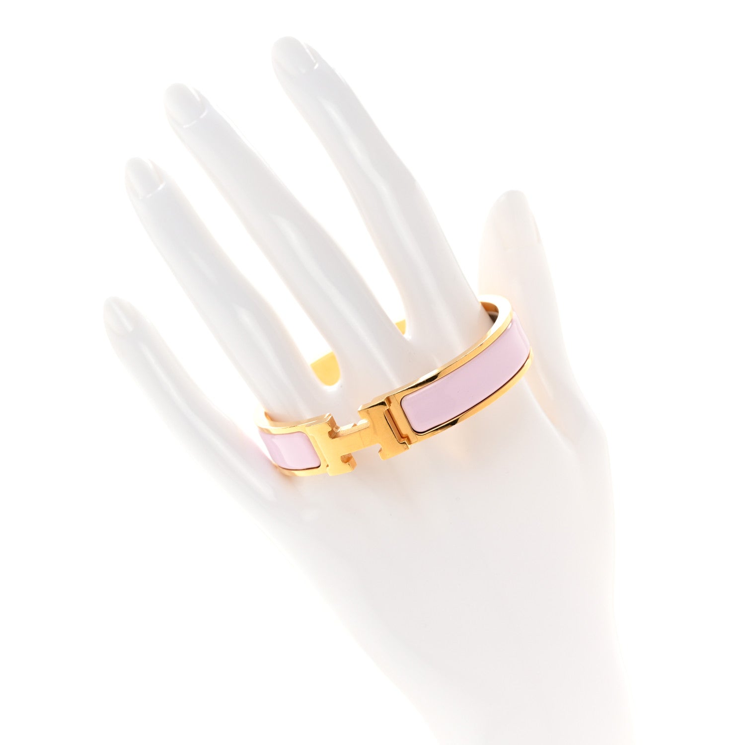 Hermes Enamel Narrow Clic Clac H Bracelet PM Rose Dragee 2 of 6
