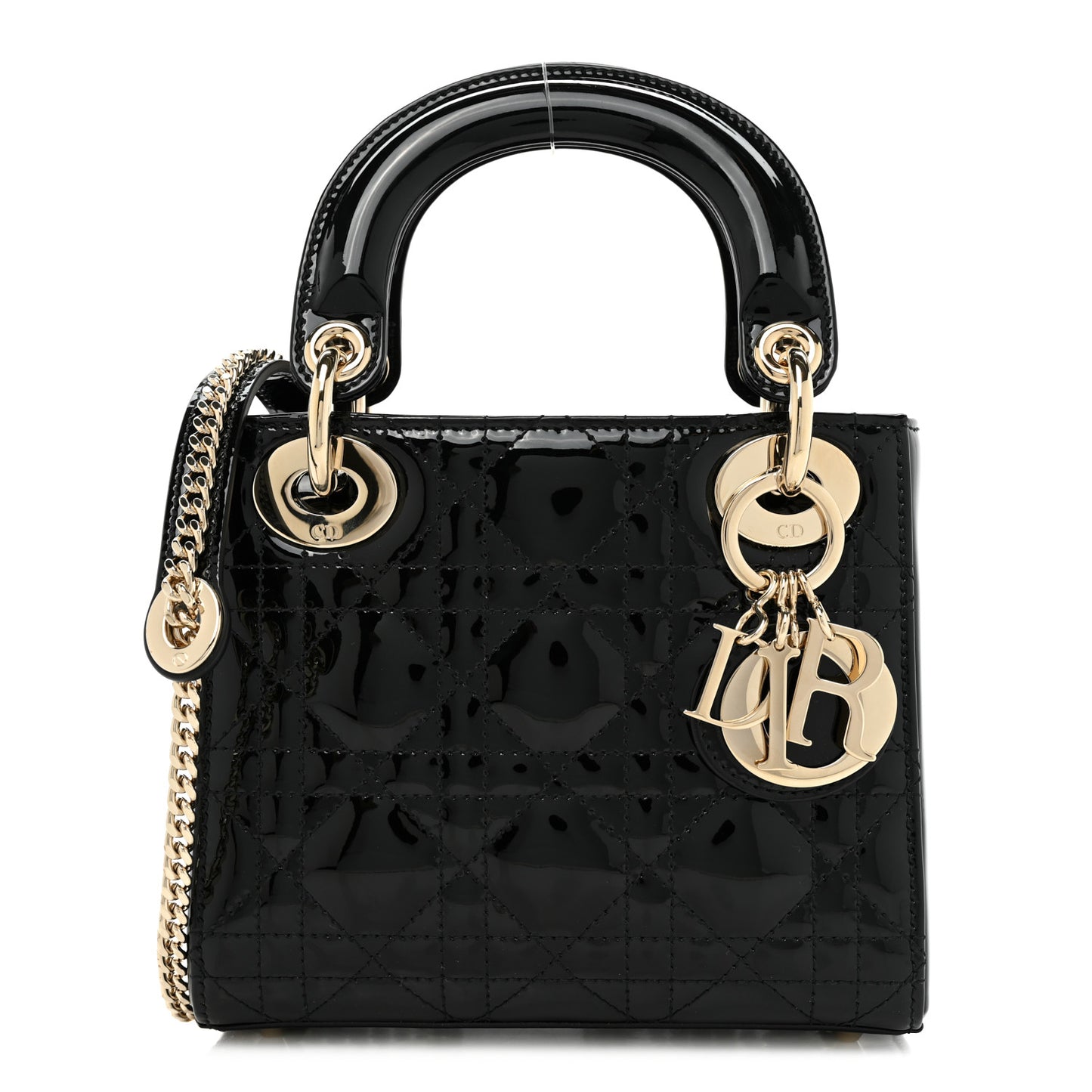 Patent Cannage Mini Lady Dior Black