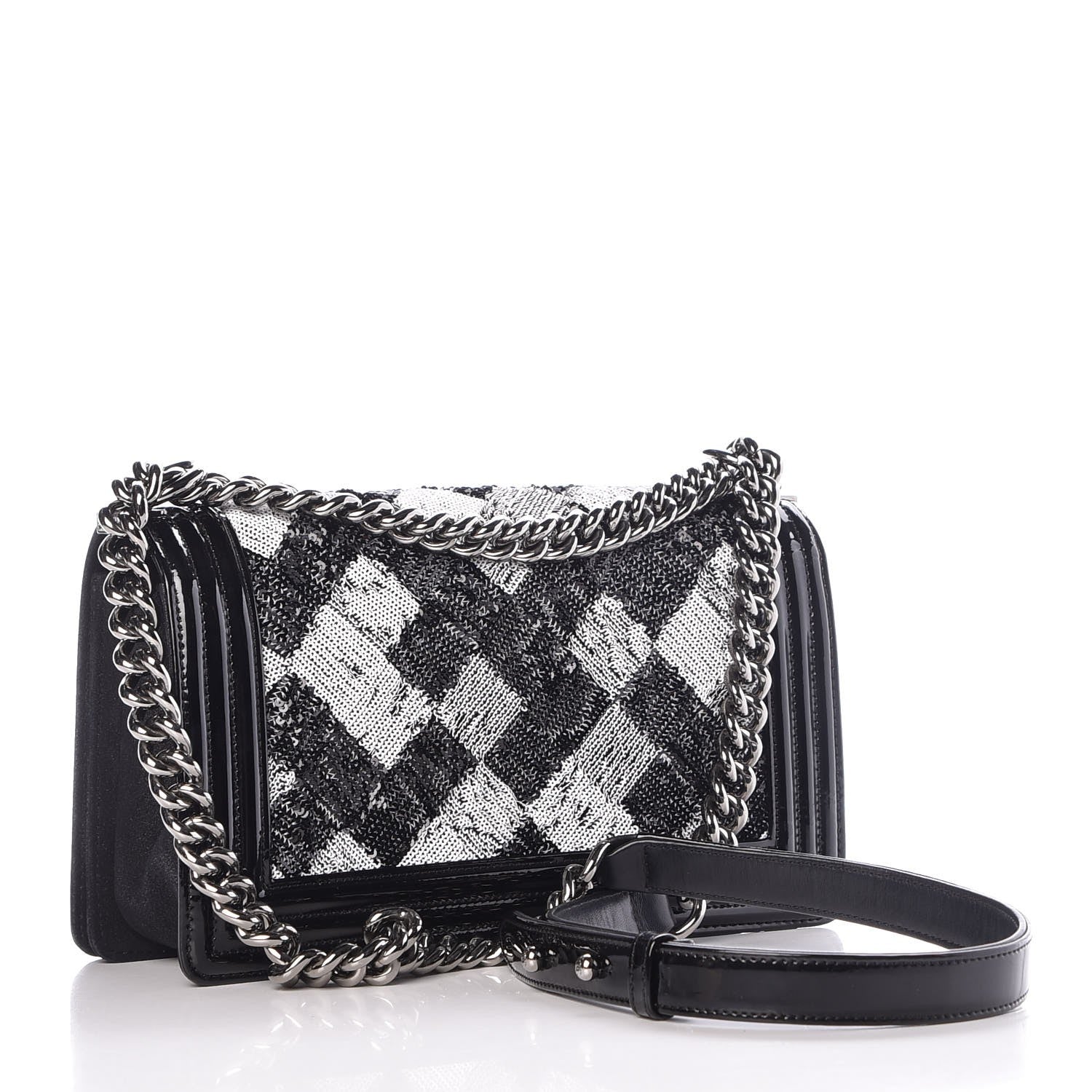 Chanel Patent Iridescent Calfskin Sequin Medium Boy Flap Bag Black 3 of 8