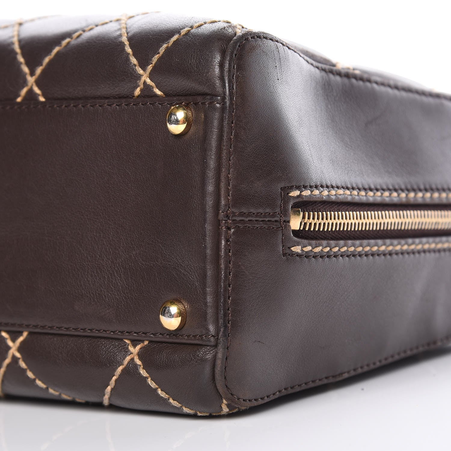 Chanel Calfskin Wild Stitch Top Handle Bag Brown 14 of 19