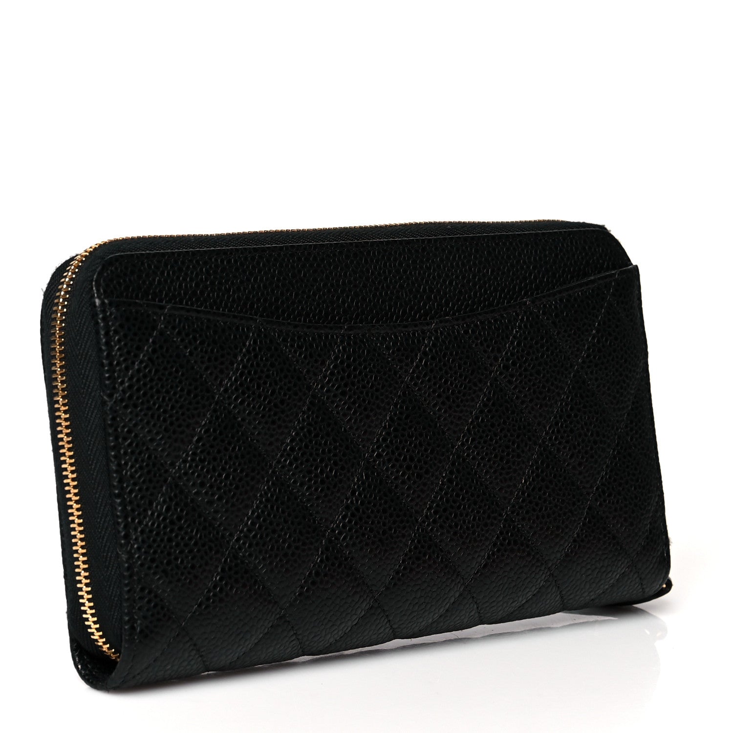 Chanel Caviar Quilted Large Gusset Zip Around Wallet Black 3 of 12