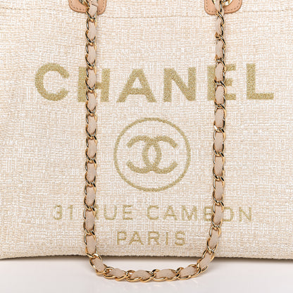 Chanel Lurex Boucle Large Deauville Tote Light Beige 7 of 10