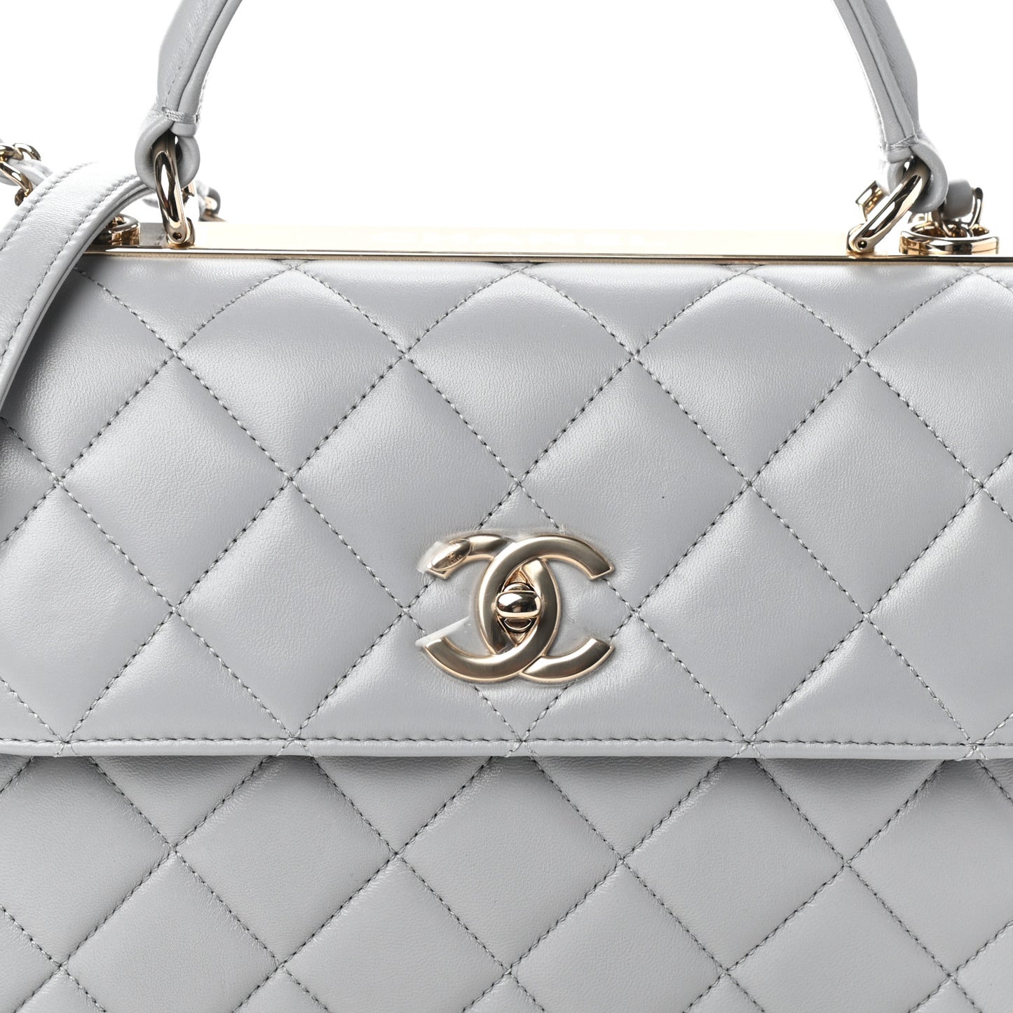 Lambskin Quilted Small Trendy CC Dual Handle Flap Bag Grey