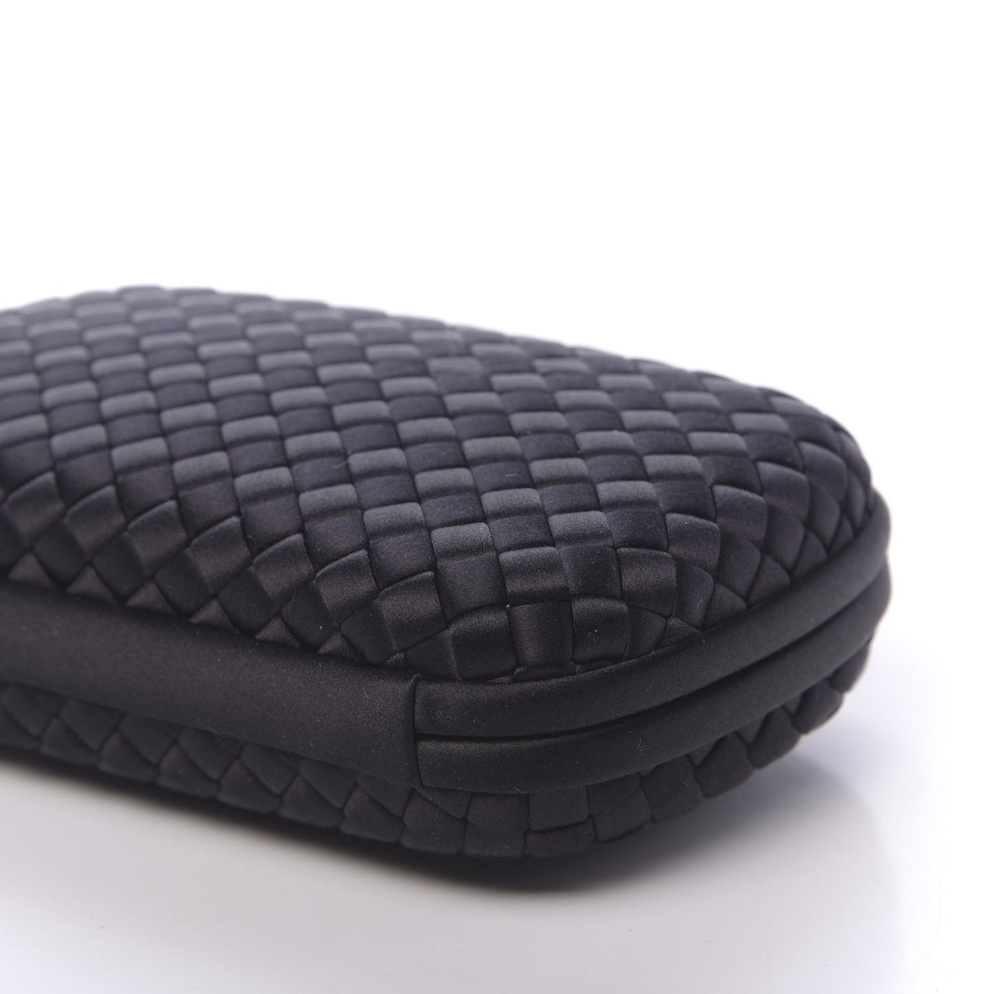 Satin Intrecciato Chain Knot Clutch Black