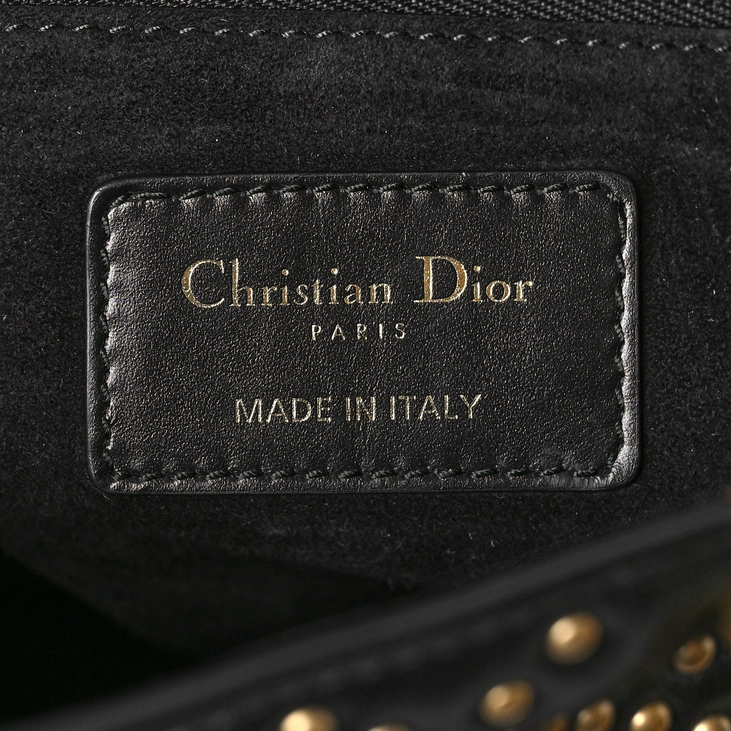 Christian Dior Calfskin Cannage Studded Medium Supple Lady Dior Black 6 of 12